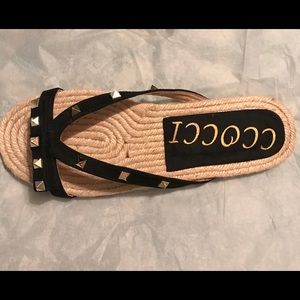 Black Rock Stud Espadrille Sandals